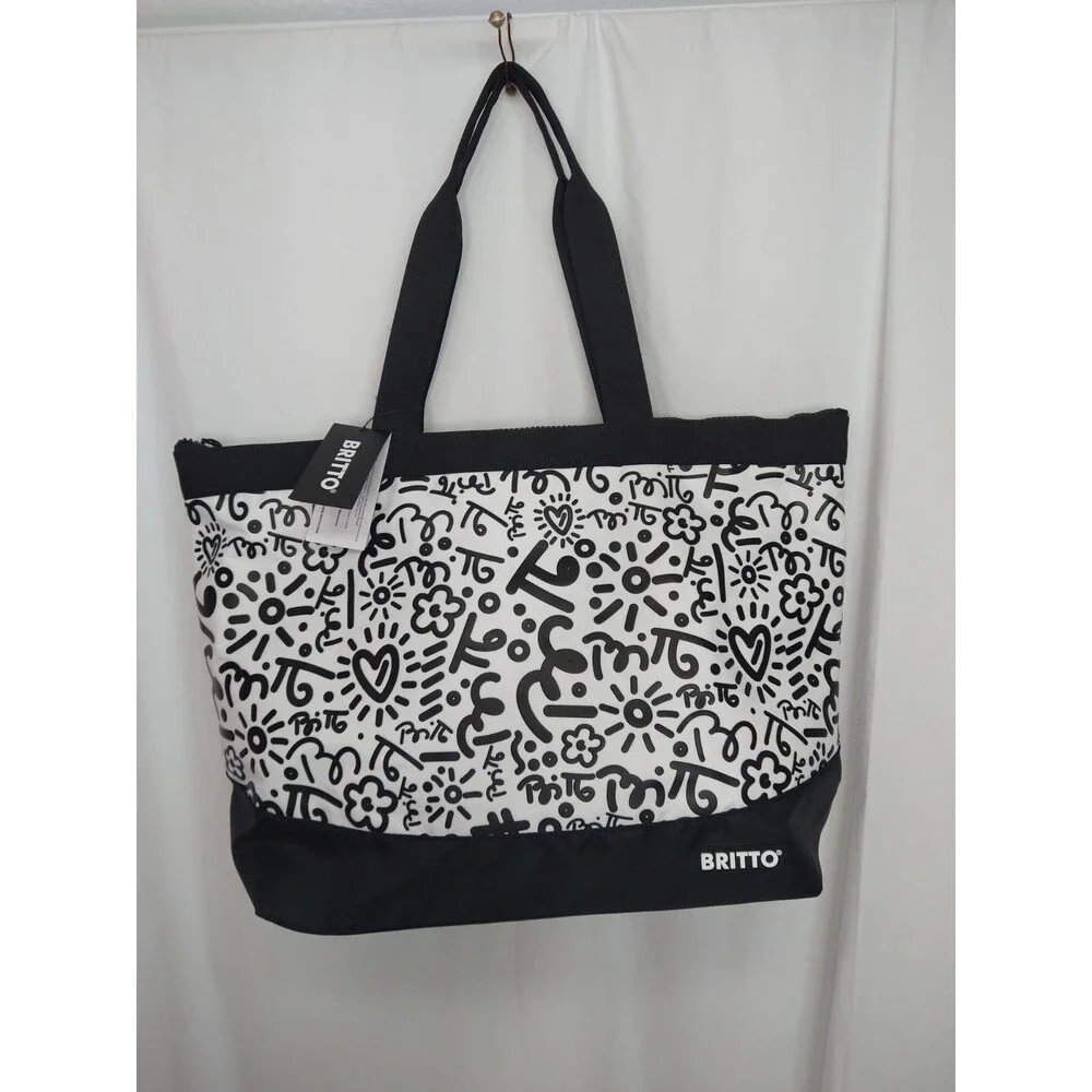 New With Tag Large Graffiti Black Britto Tote And Teddy Bear Coloring Book